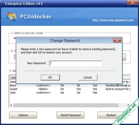 PCUnlocker Enterprise / Professional Edition v5.6 WinPE 6 Change Windows Password