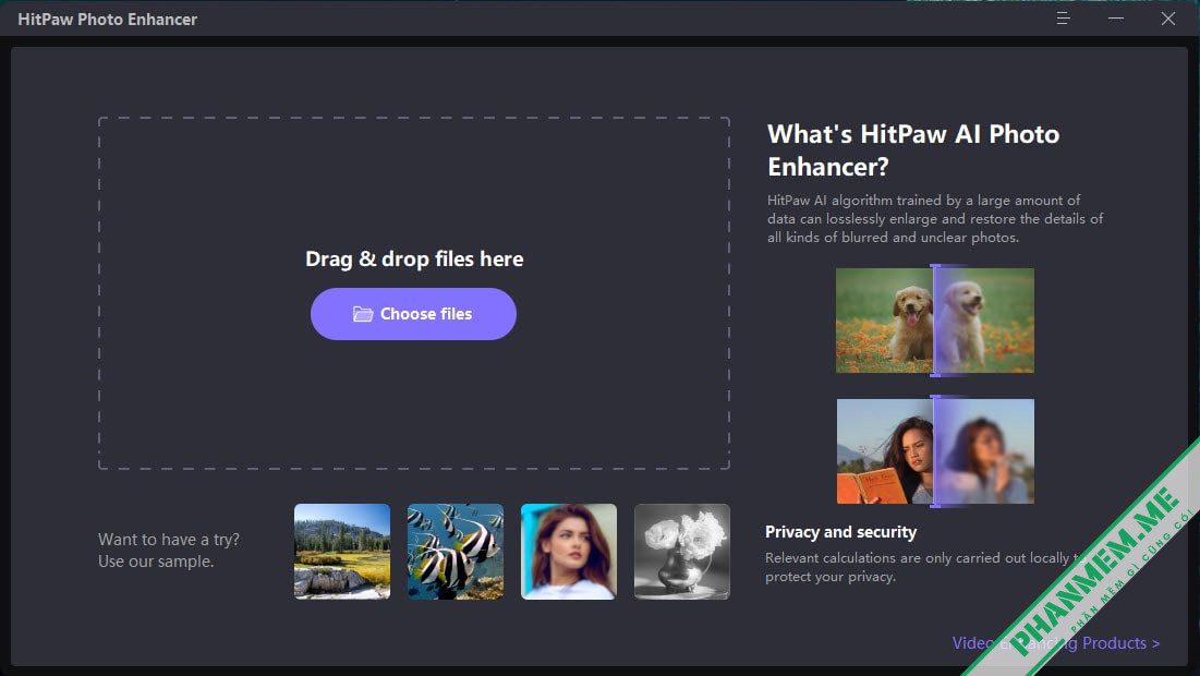HitPaw Photo Enhancer 2.2.3.2 + Portable - App làm rõ ảnh mờ 2 Choose files HitPaw Photo Enhancer