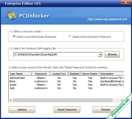 PCUnlocker Enterprise / Professional Edition v5.6 WinPE 5 PCUnlocker