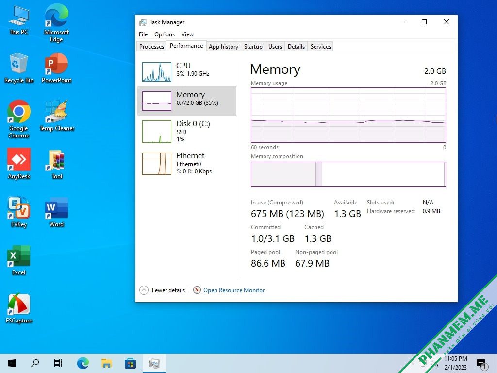 Download Windows 10 Pro 22H2 Premium AIO 5 in 1 - Anhdv 6 RAM, CPU tiêu thụ Windows 10 Pro 22H2 Anhdv