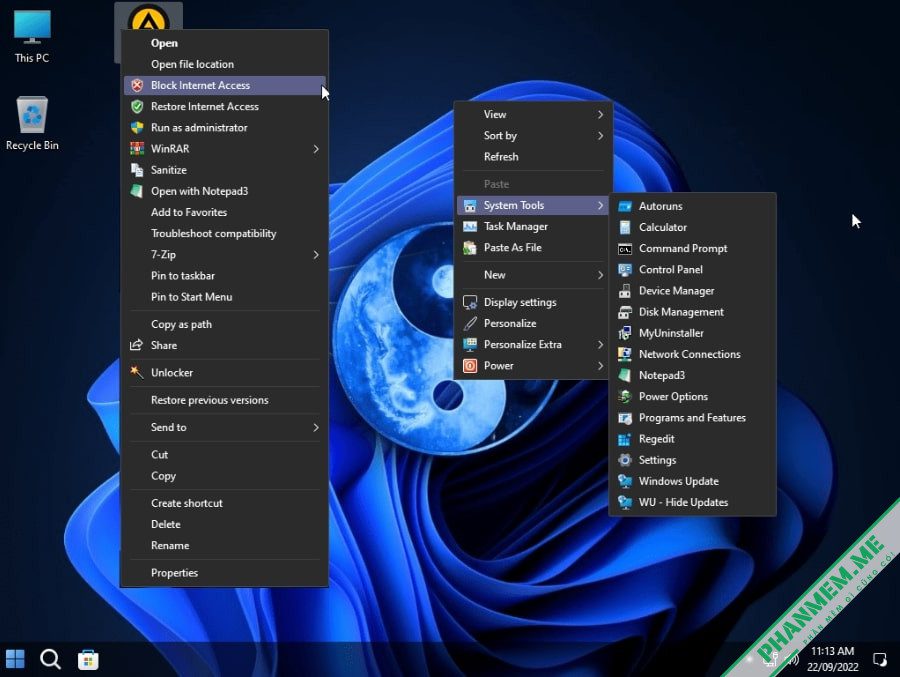 Windows Last11 Pro 22H2 + LivePE & ssWPI 2023 5 Windows Last11 Pro 22H2 - Menu Right Click