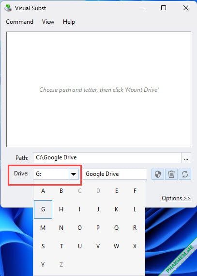 Visual Subst 5.8 - Phần mềm tạo ổ đĩa ảo cho thư mục 5 Chọn Drive Letter