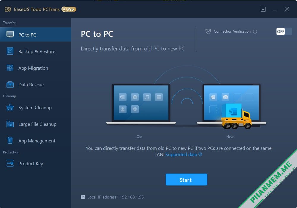 EaseUS Todo PCTrans Professional / Technician 13.11 chuyển dữ liệu, phần mềm sang máy tính mới 3 Pc to PC