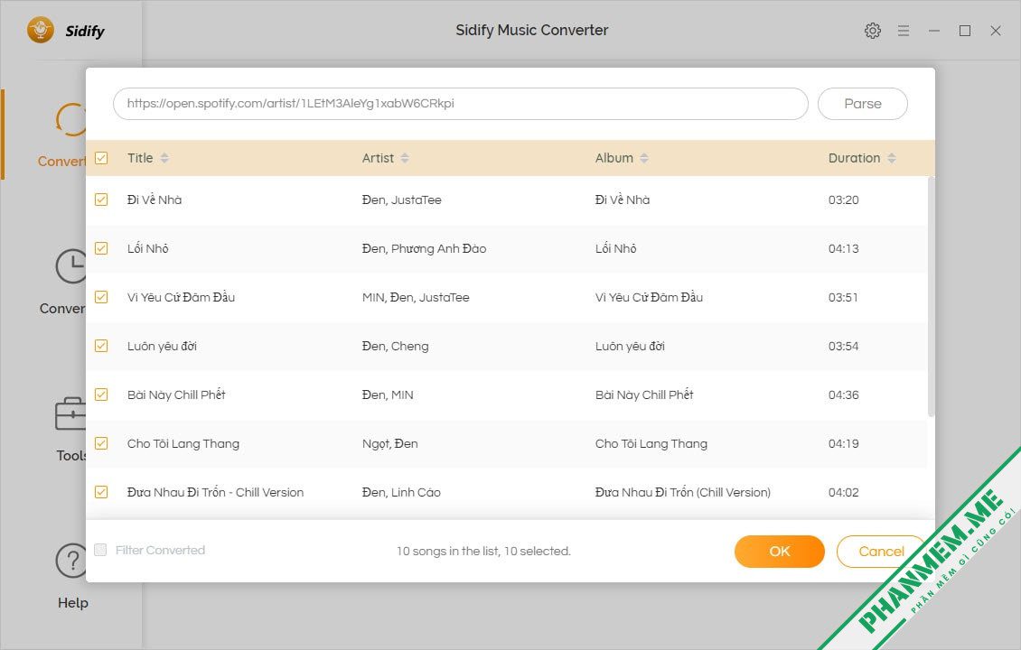 Download Sidify Music Converter 2.6.9 - Phần mềm tải nhạc từ Spotify 5 Thêm danh sách nhạc Spotify cần tải