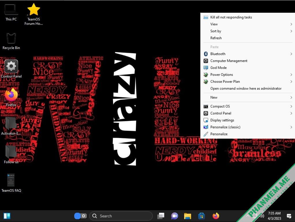 Wild Windows 11 Compact 3in1 Home/Pro/Enterprise Gaming - SuperLite 16 Wild Windows 11 Compact 3in1 Home/Pro/Enterprise Gaming - SuperLite - Menu chuột phải