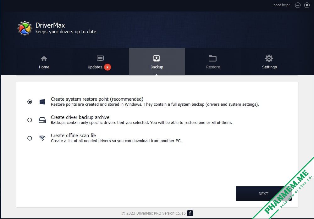 DriverMax 17.11.0.12 - Phần mềm cài, cập nhật, sao lưu, khôi phục driver 5 Backup Driver DriverMax
