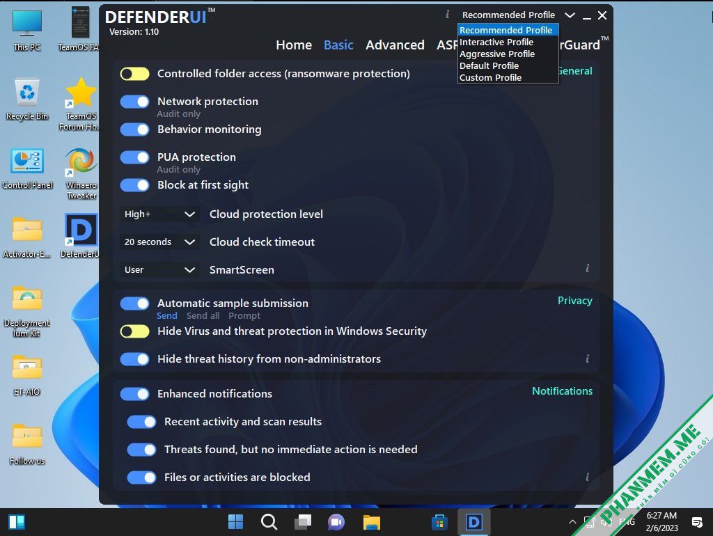 PowerFull OS - Win 11 Lite - bỏ qua yêu cầu TPM tác giả Jerry_Xristos 8 PowerFull OS DefenderUI Recommended Profile