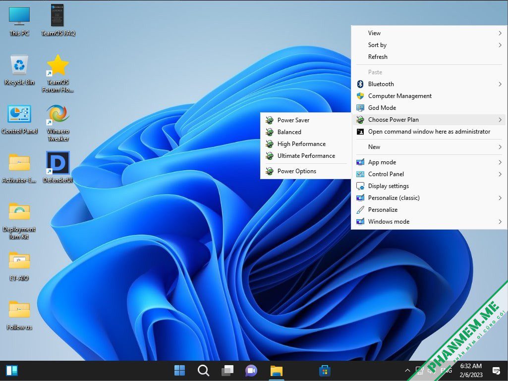 PowerFull OS - Win 11 Lite - bỏ qua yêu cầu TPM tác giả Jerry_Xristos 35 PowerFull OS - Jerry_Xristos - Menu chuột phải Desktop