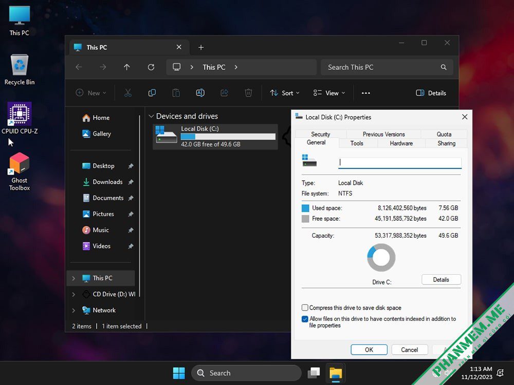 Download Windows 11 23H2 Lite Home + Pro by Ghost Spectre 7 Windows 11 Home + Pro Lite 23H2 Ghost Spectre used space
