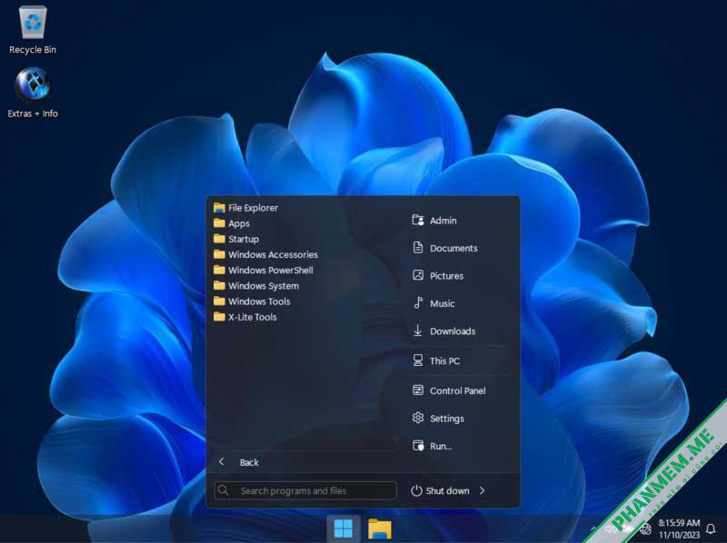 Windows 11 23H2 Pro Lite: Micro 11 23H2 v2 by FBConan 4 Windows X-Lite 'Micro 11 23H2' Start Menu