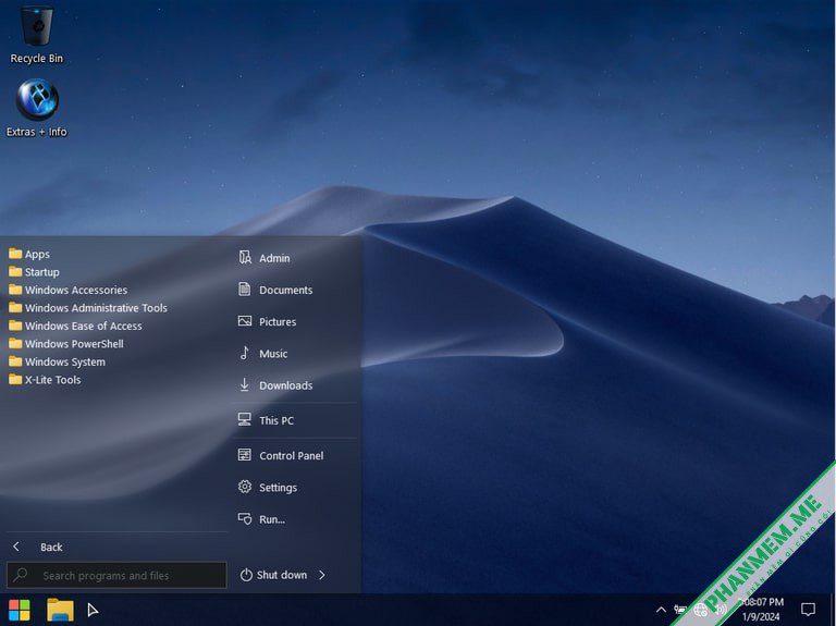 Windows 10 Pro Lite: Optimum 10 Pro v6 by FBConan 5 Windows X-Lite 'Optimum 10 Pro' v2 by FBConan - Start menu