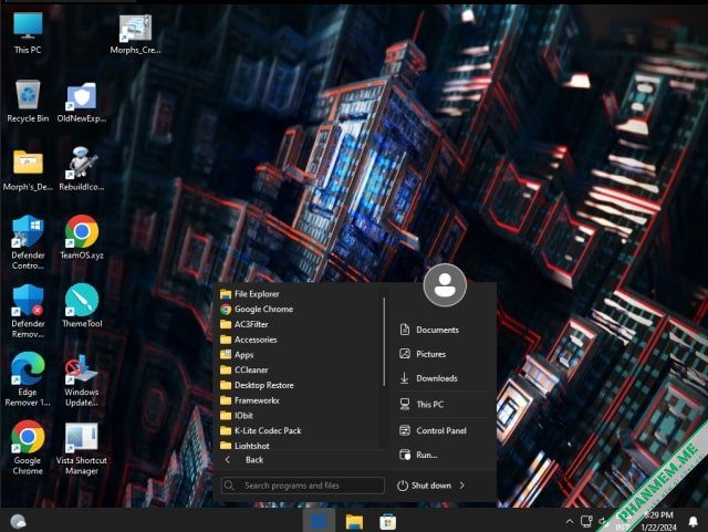 Windows 11 Lite: Morphs Win11 3078 23H2 Slim Jan 2024 NO TPM 2 Morphs Win11 3078 23H2 Slim Jan 2024 - hình 1