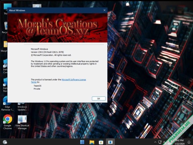 Windows 11 Lite: Morphs Win11 3078 23H2 Slim Jan 2024 NO TPM 16 Morphs Win11 3078 23H2 Slim Jan 2024 - hình 15