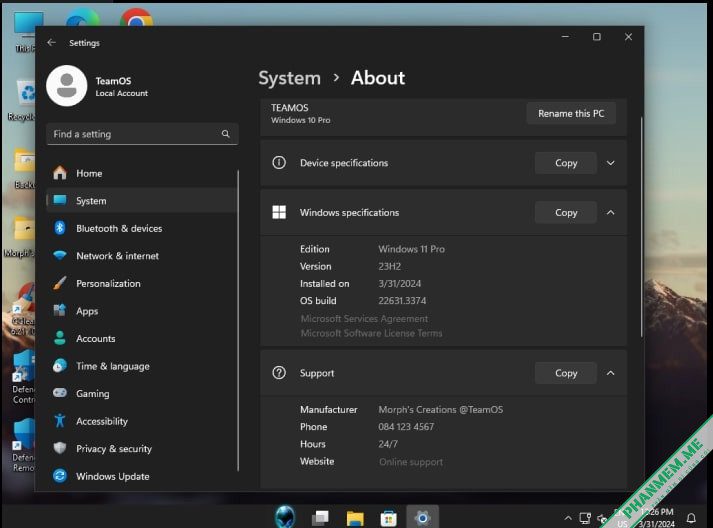 Morphs Win11 3374 23H2 Tweaked MinApps + Office 2021 NO TPM 24 Morphs Win11 3374 23H2 Tweaked MinApps + Office 2021 NO TPM - hình 22