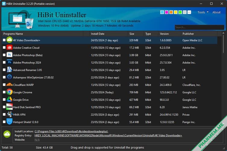 HiBit Uninstaller 4.0.10 - Gỡ cài đặt triệt để phần mềm, ứng dụng 2 HiBit Uninstaller