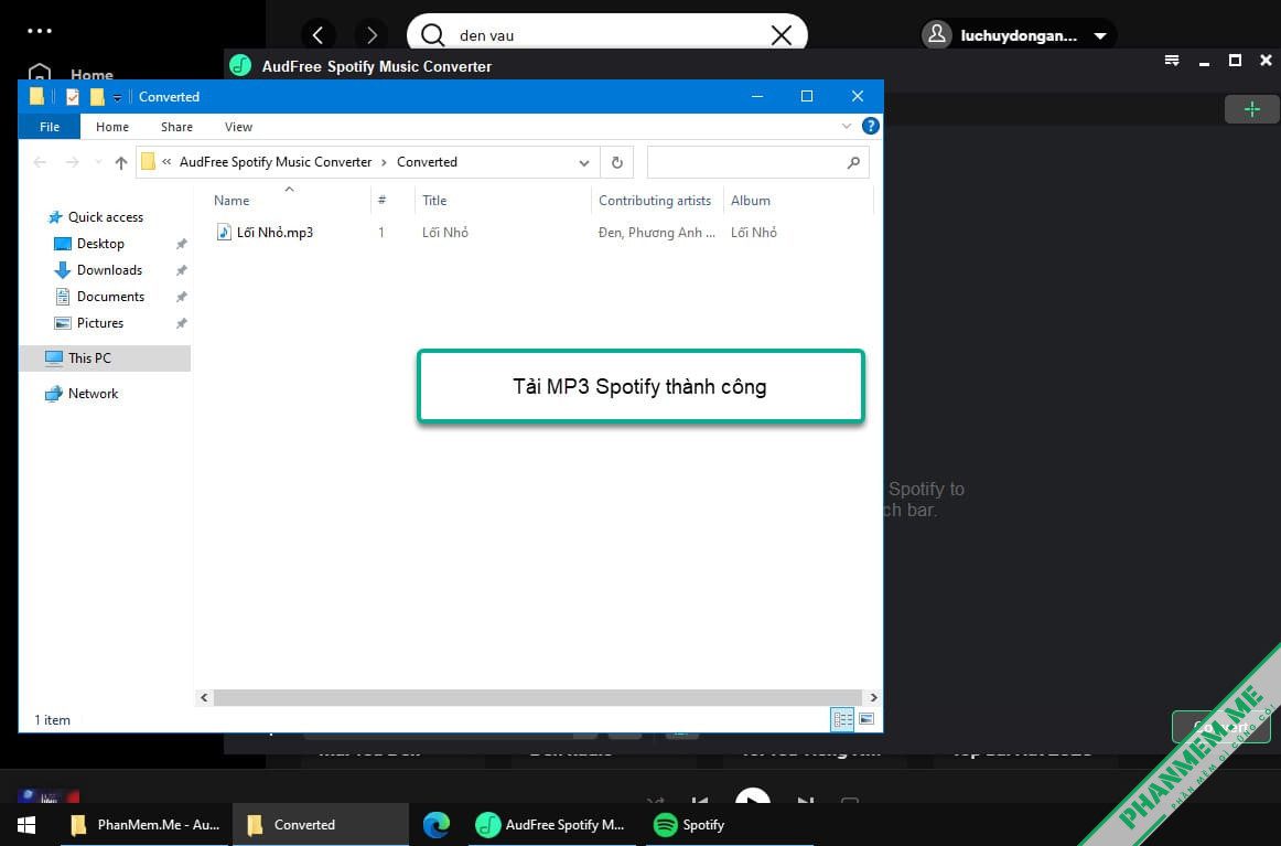 AudFree Spotify Music Converter 2.16.1.102 - Tải nhạc Spotify 4 Tải mp3 Spotify thành công - AudFree Spotify Music Converter