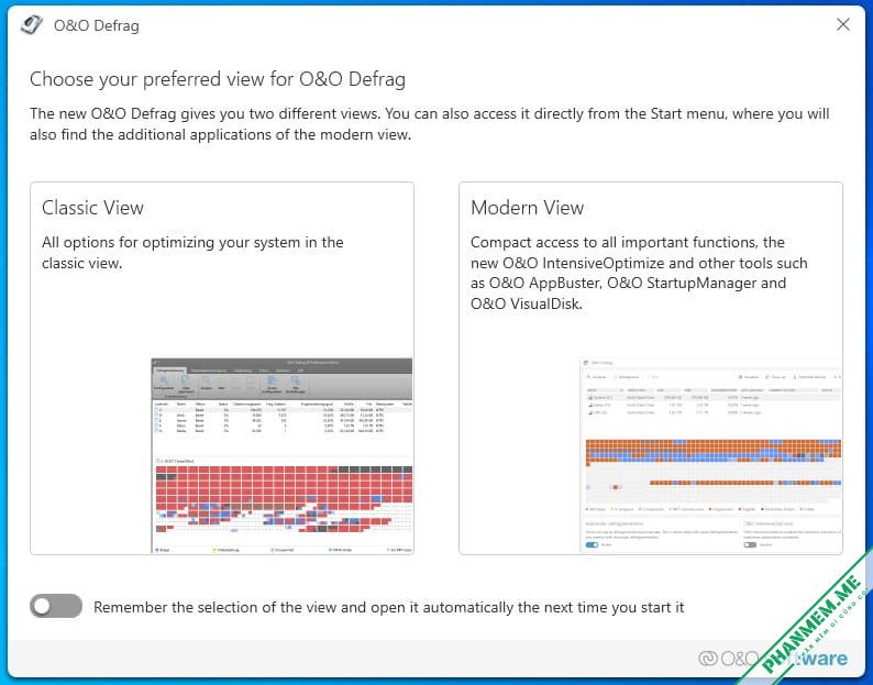 O&O Defrag 30 Professional & Server - Chống phân mảnh ổ cứng 3 Choose your preferred view for O&O Defrag