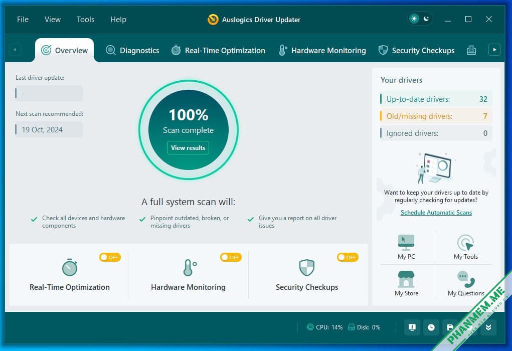 Auslogics Driver Updater 2.0.1.2 - Phần mềm cài driver tự động 4 Auslogics Driver Updater Full