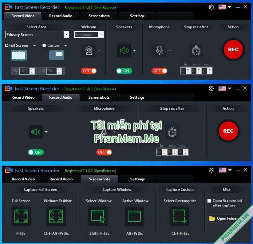 Fast Screen Recorder 2.1.0.18 - Chụp, Quay màn hình, Ghi Âm 2 Fast Screen Recorder