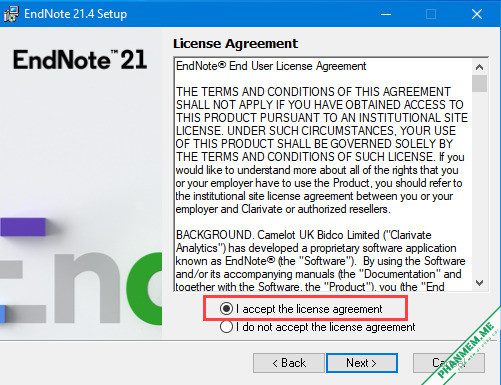 Link tải, Share Key và hướng dẫn cài đặt EndNote 21.5 3 i accept the license agreement