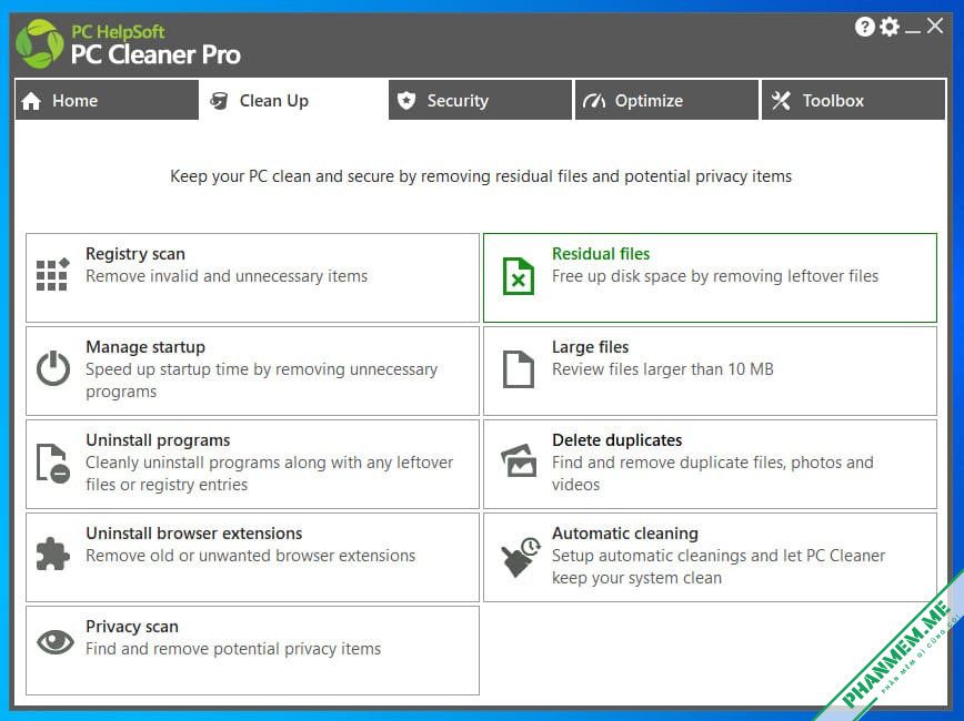 PC Cleaner Pro 9.7.0.3 - Dọn dẹp, tăng tốc, bảo vệ máy tính 2 PC Cleaner Pro Clean Up