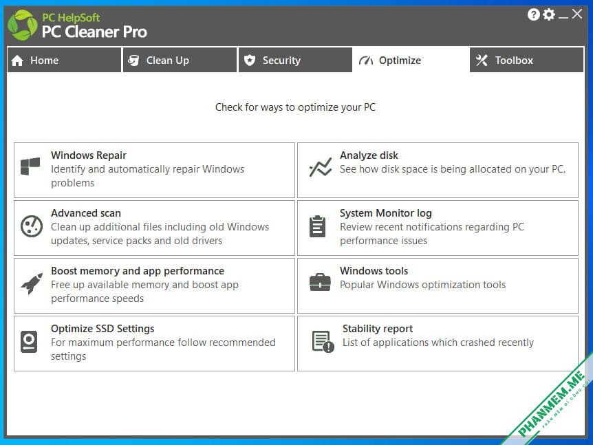 PC Cleaner Pro 9.7.0.3 - Dọn dẹp, tăng tốc, bảo vệ máy tính 4 PC Cleaner Pro Optimize