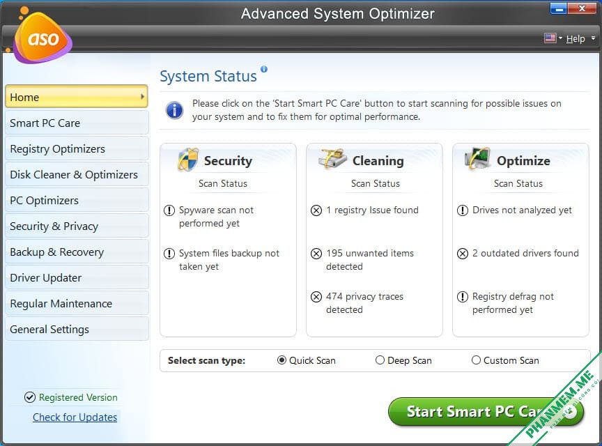 Advanced System Optimizer 3.81.8181.271 - Tối ưu hóa hệ thống 2 Advanced System Optimizer