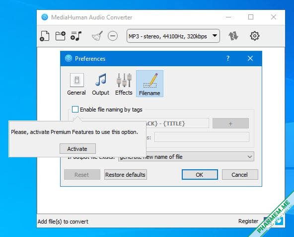 MediaHuman Audio Converter 2.3 (0312) - Chuyển định dạng âm thanh 4 MediaHuman Audio Converter Filename