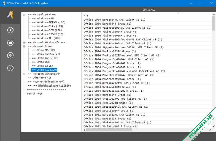 PIDKey Lite v1.64.4 b52 - Tìm kiếm, kiểm tra và lưu trữ key Win, Office 2 PIDKey Lite