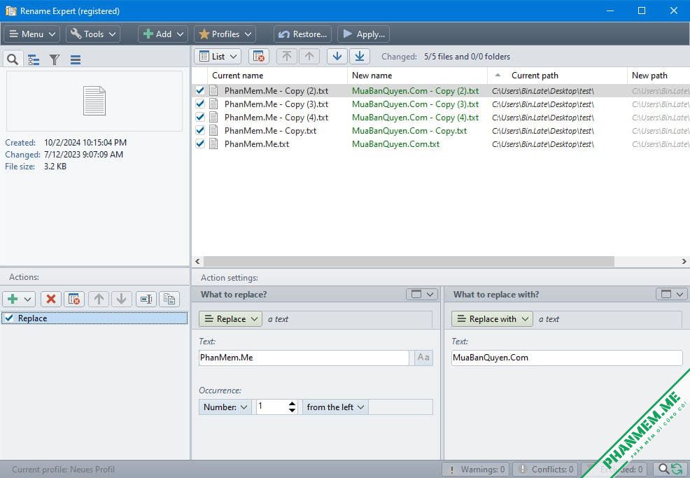 Rename Expert 5.31.8 - Phần mềm đổi tên file, thư mục hàng loạt 2 Rename Expert - Đổi tên file hàng loạt