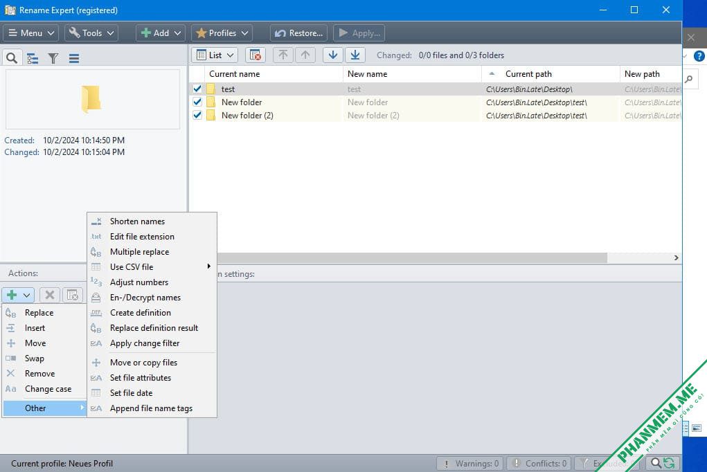 Rename Expert 5.31.8 - Phần mềm đổi tên file, thư mục hàng loạt 5 Rename Expert - Đổi tên thư mục hàng loạt