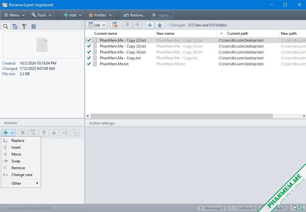 Rename Expert 5.31.8 - Phần mềm đổi tên file, thư mục hàng loạt 4 Rename Expert lựa chọn đổi tên tệp tin
