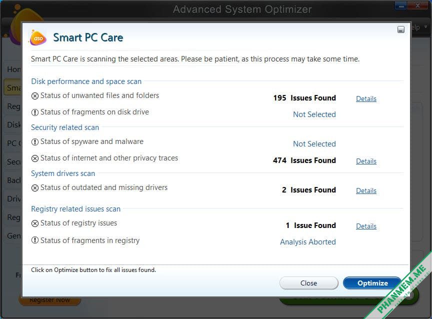Advanced System Optimizer 3.81.8181.271 - Tối ưu hóa hệ thống 3 Smart PC Care