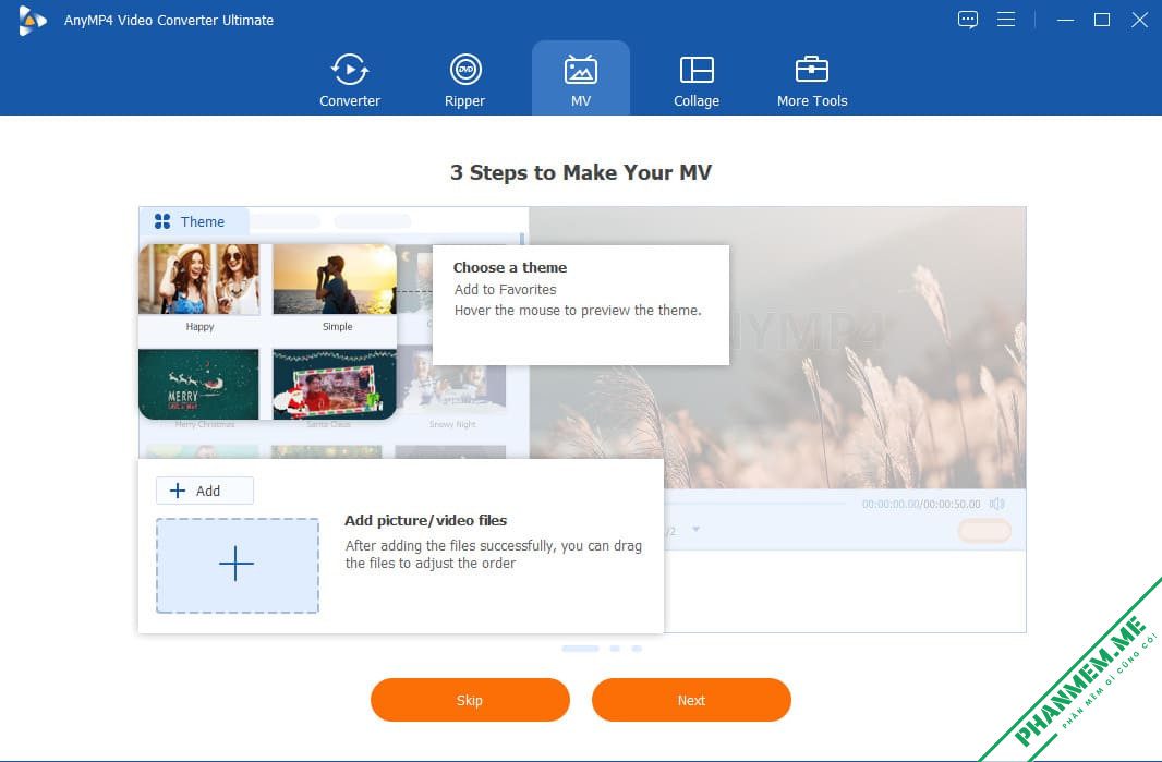 AnyMP4 Video Converter Ultimate 8.5.92 - chuyển định dạng Video 6 AnyMP4 Video Converter Ultimate Tạo MV Video