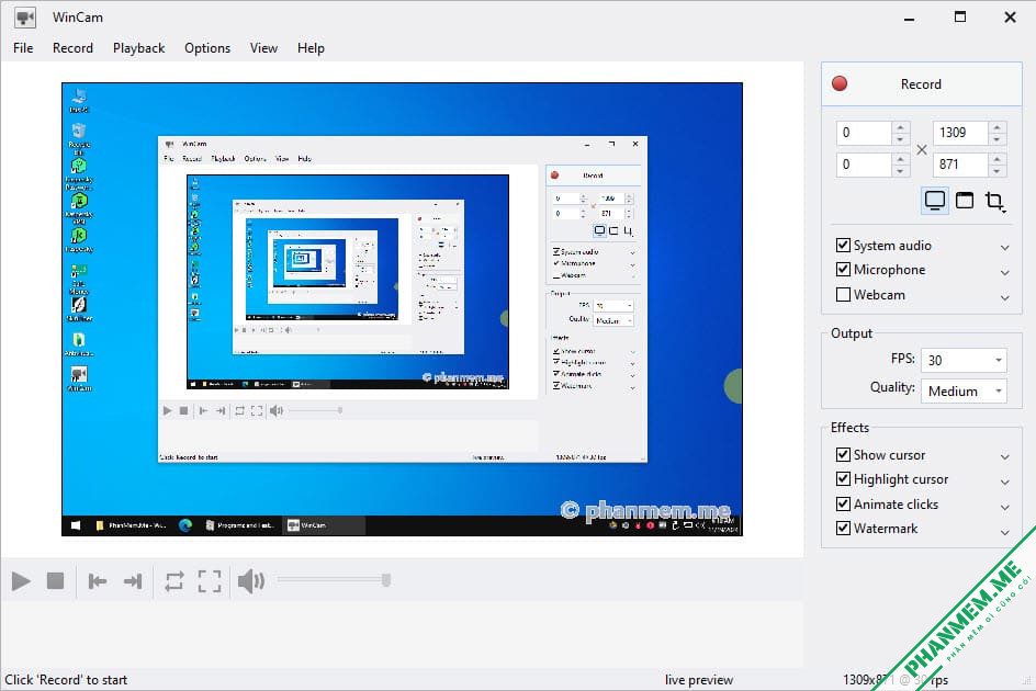 Phần mềm quay phim màn hình WinCam 3.9 2 Phần mềm quay phim màn hình WinCam