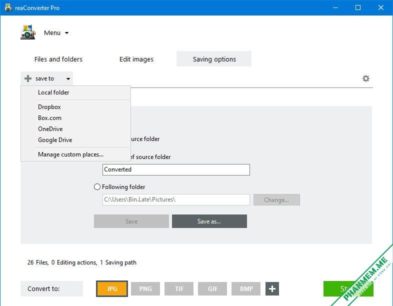 reaConverter Pro 8.0.204 - Phần mềm chuyển định dạng hình ảnh 4 reaConverter Pro - Saving Options