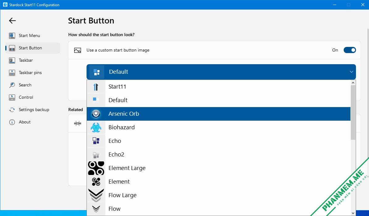 Stardock Start11 v2.1.1 - Thay đổi giao diện Start Menu Win 10, 11 6 Stardock Start11 - Start Button (icon)