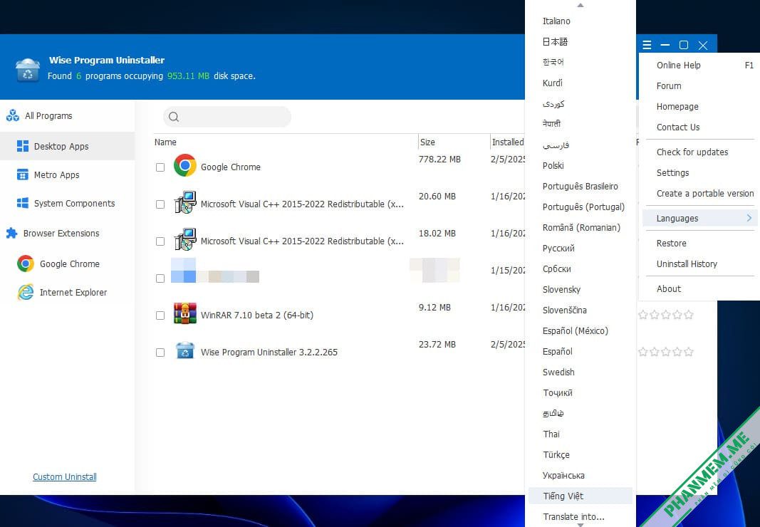 Wise Program Uninstaller 3.2.8.272 – Công cụ gỡ phần mềm triệt để 3 Cài tiếng Việt cho Wise Program Uninstaller