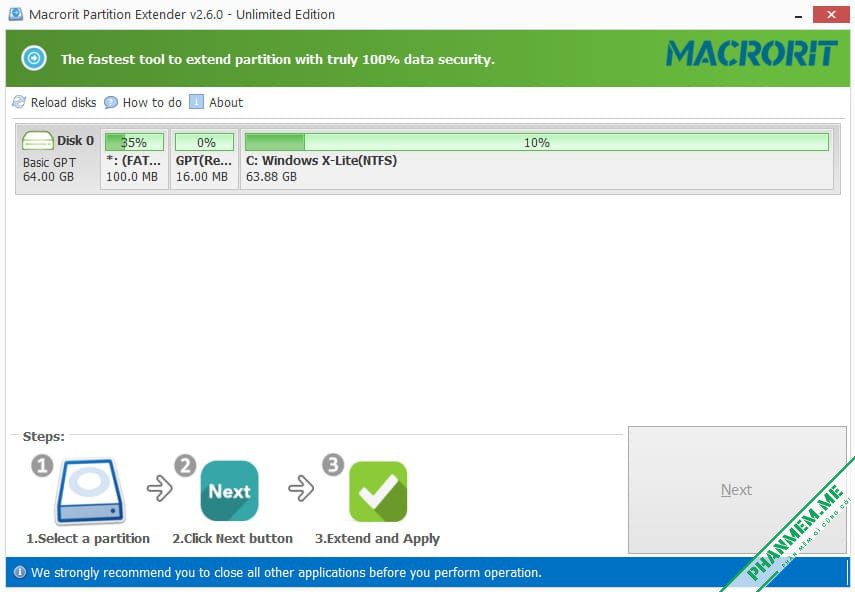 Macrorit Partition Extender 2.6.0 - Tự động hóa, mở rộng phân vùng 2 Macrorit Partition Extender