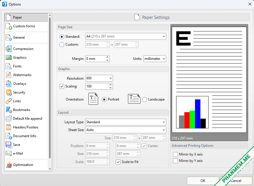 PDF-XChange Printer Standard 10.8.4.409 - Chuyển đổi sang PDF 3 PDF-XChange Printer Standard - Settings