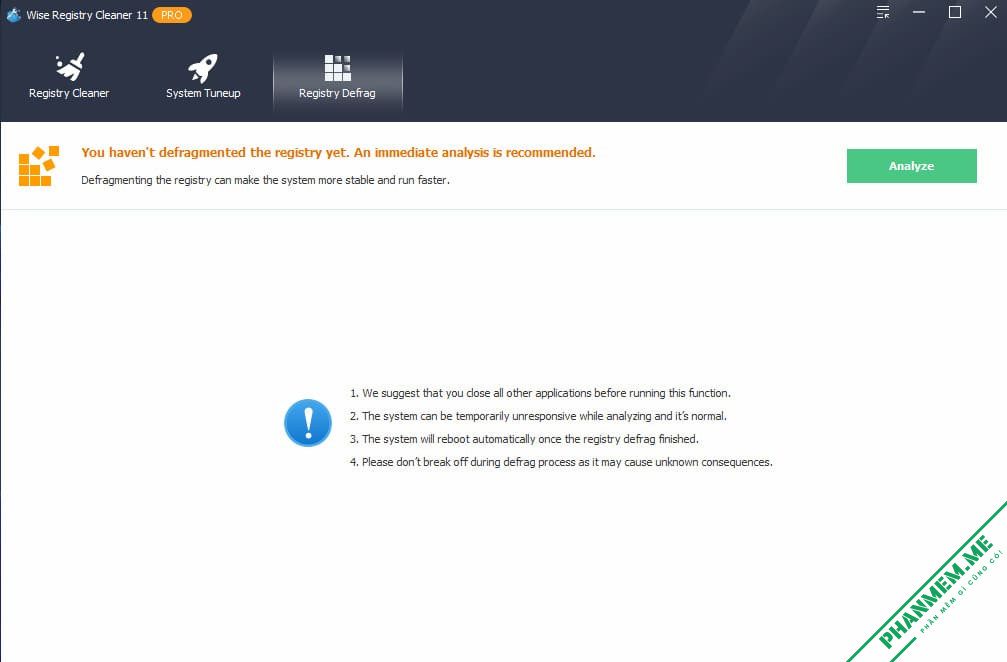 Wise Registry Cleaner Pro 11.3.1.733 - Dọn dẹp, sửa lỗi và tối ưu Registry 3 Wise Registry Cleaner Pro Defrag