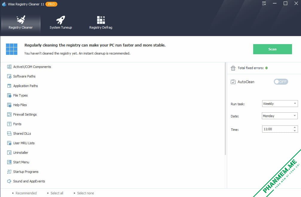 Wise Registry Cleaner Pro 11.3.1.733 - Dọn dẹp, sửa lỗi và tối ưu Registry 2 Wise Registry Cleaner Pro