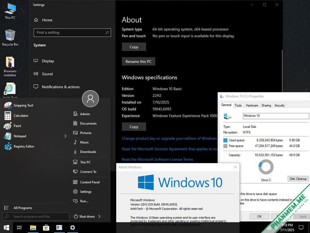 Windows 10 22H2 Basic V2 của Ankh Tech dành cho máy yếu 2 Windows 10 22H2 Basic bởi Ankh Tech dành cho máy yếu
