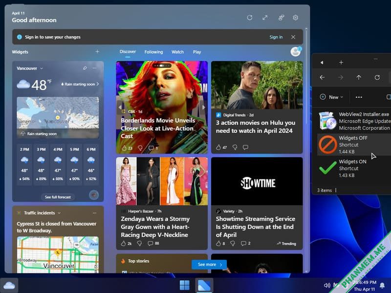 Win 11 24H2 Pro Lite: Windows X-Lite Ultimate 11 24H2 Pro by FBConan 2 Cách kích hoạt Widgets trên Ultimate 11