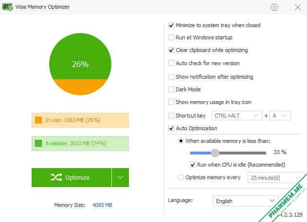 Wise Memory Optimizer 4.2.4.132 - Giải phóng, tối ưu RAM 2 Wise Memory Optimizer