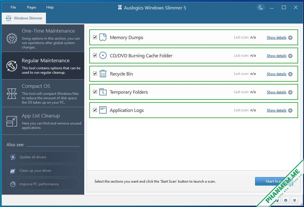 Auslogics Windows Slimmer 5.1.0.1 - Dọn dẹp, tối ưu Windows 3 Regular Maintenance Auslogics Windows Slimmer