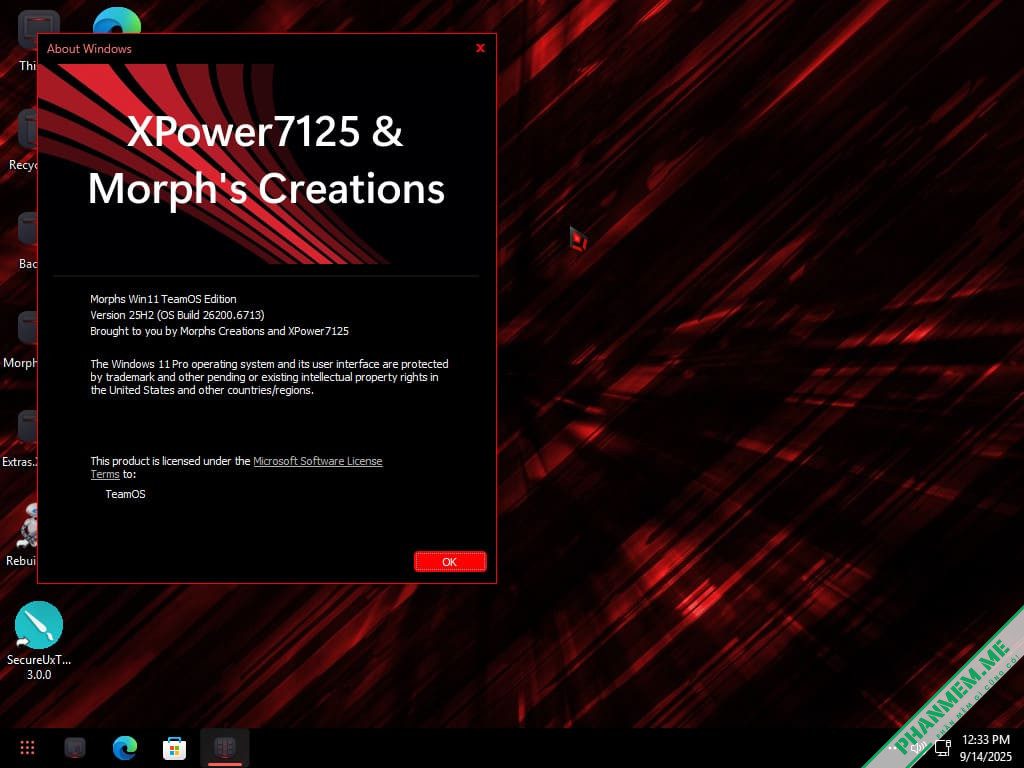 Windows 11 25H2 Pro Lite: XPower Morph's Red Ultimate NoApps NoTPM 2