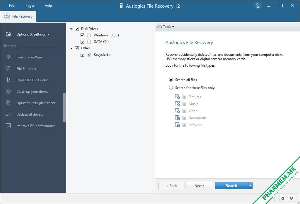Auslogics File Recovery: Phần mềm khôi phục dữ liệu